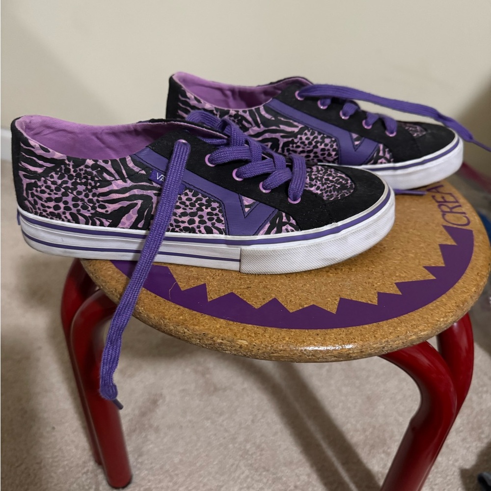 Vans Black and Purple Patterned Sneakers